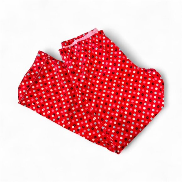 New Victoria's Secret PINK Flannel Pajama Top/Pant Set Red Polka Dot Large - Picture 2 of 6
